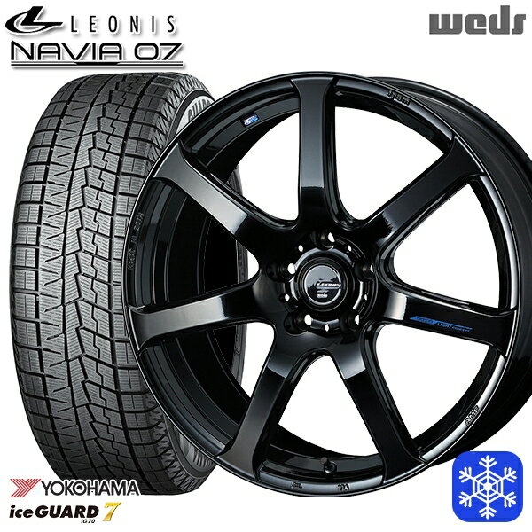 【取付対象】225/45R18 クラウン レヴォーグ 2021〜2022年製 ヨコハマ アイスガード IG70 Weds ウェッズ レオニス ナヴィア07 PBK 18インチ7.0J 5穴 114.3 スタッドレスタイヤホイール4本セット 送料無料