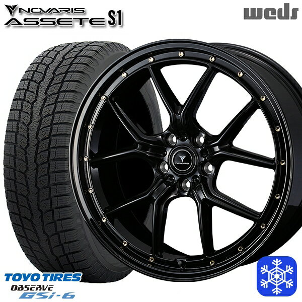225/55R18 デリカD5 エクストレイル 2022〜2023年製 トーヨー オブザーブ GSi-6 Weds ウェッズ ノヴァリス アセットS1 BK/ゴールドピアス 18インチ 7.5J 5H114.3 スタッドレスタイヤホイール4本セット