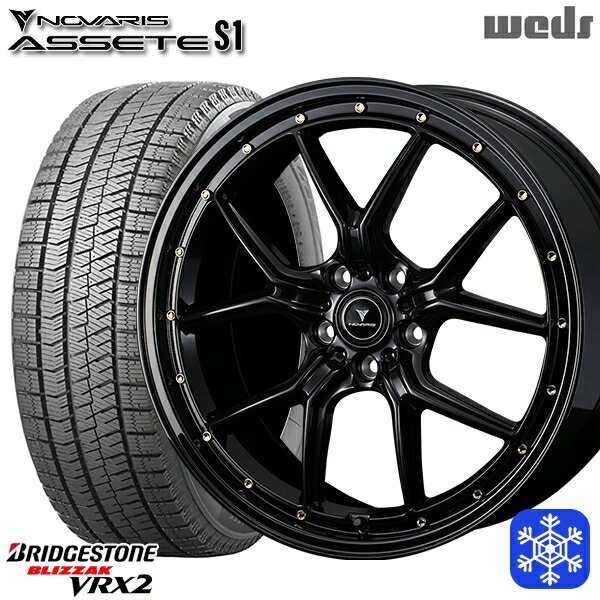 235/50R18 アルファード ヴァルファイア 2023〜2024年製 ブリヂストン ブリザック VRX2 Weds ウェッズ ノヴァリス アセットS1 BK/ゴールドピアス 18インチ 8.0J 5H114.3 新品 スタッドレス1台分4本セット