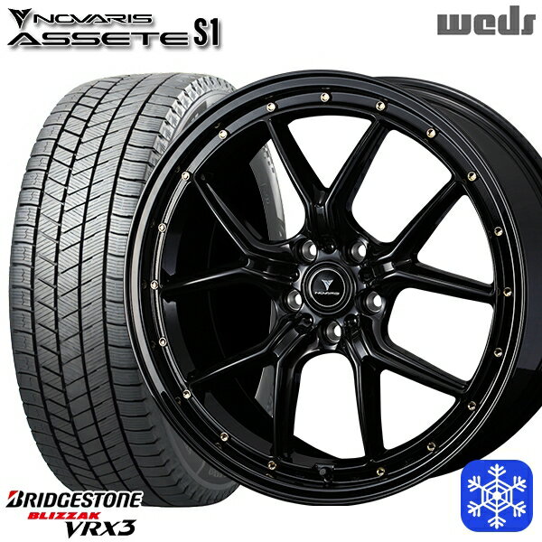 【取付対象】225/55R19 ハリアー CX5 CX8 2022～2023年製 ブリヂストン ブリザック VRX3 Weds ウェッズ ノヴァリス アセットS1 BK/ゴールドピアス 19インチ 8.0J 5H114.3 スタッドレスタイヤホイール4本セット