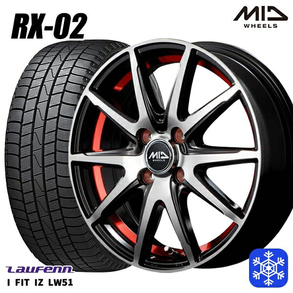 185/55R15 ノート マーチ デミオ 2022年製 ラウフェン LW51 MID シュナイダー RX-02 RED 15インチ 5.5J 4H100 スタッドレスタイヤホイール4本セット