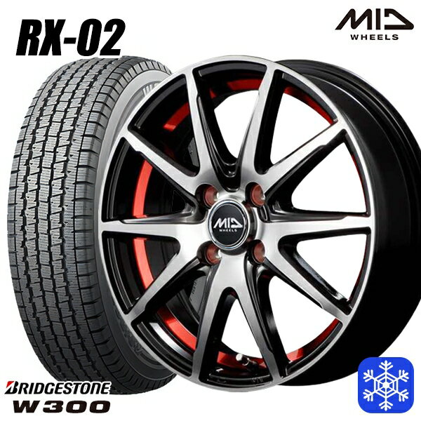 【2000円offクーポンあり】145/80R12 80/78N 2024〜2025年製 ブリヂストン W300 MID RX-02 RED 12インチ 3.5J 4H100