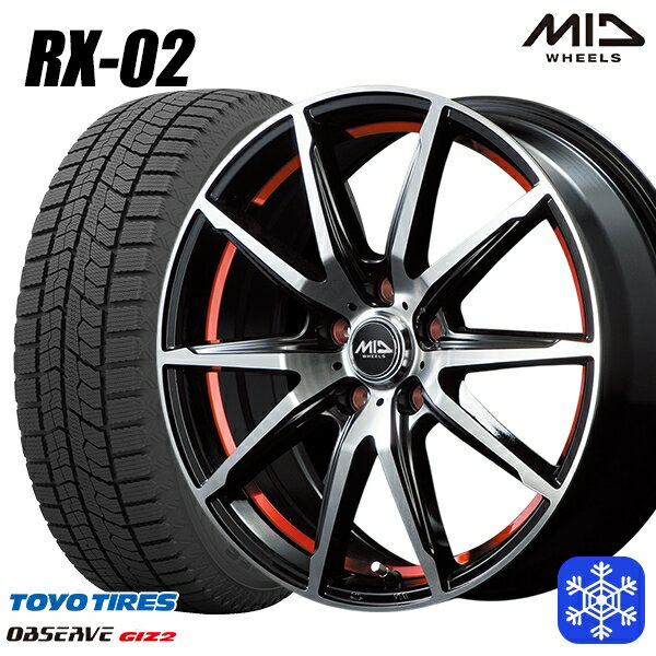 215/45R17 ノア ヴォクシー 2023〜2024年製 トーヨー オブザーブ ギズ2 MID シュナイダー RX-02 RED 17インチ 7.0J 5H114.3 スタッドレスタイヤホイール4本セット