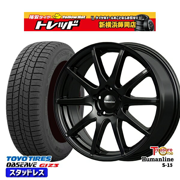 215/45R18 キックス マツダ3 2024年製 トーヨー オブザーブ ギズ3 トレジャーワン ヒューマンライン S15 BK 18インチ 7.0J 5H114.3 スタッドレスタイヤホイール4本セット