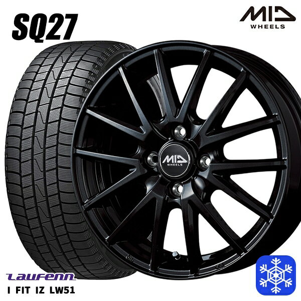 175/70R14 ヤリス ヴィッツ 2022年製 ラウフェン I FIT IZ LW51 MID シュナイダー SQ27 ブラック 14インチ 5.5J 4H100 スタッドレスタイヤホイール4本セット
