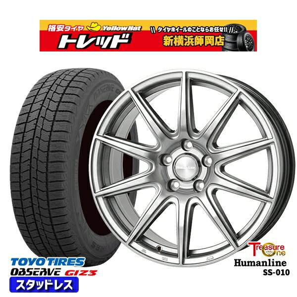 225/50R18 ヴェゼル エクストレイル 2024年製 トーヨー オブザーブ ギズ3 トレジャーワン ヒューマンライン SS010 ダークグレー 18インチ 8.0J 5H114.3 スタッドレスタイヤホイール4本セット