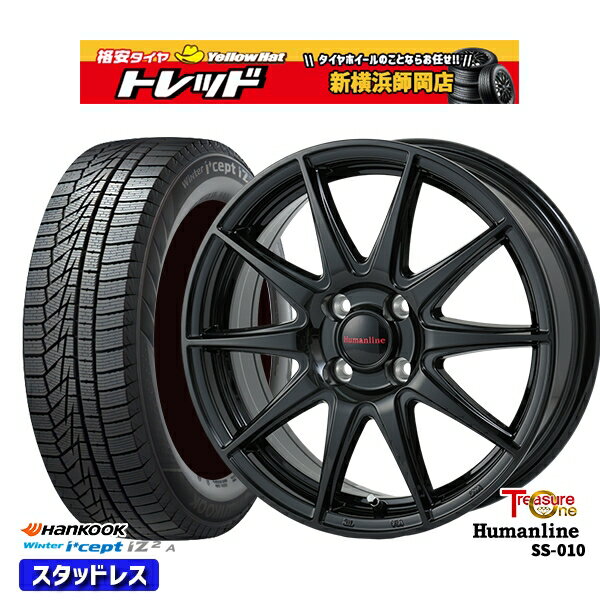155/65R13 モコ ルークス 2022年製 HANKOOK ハンコック W626 トレジャーワン ヒューマンライン SS010 ブラック 13インチ 4.0J 4H100 スタッドレスタイヤホイール4本セット