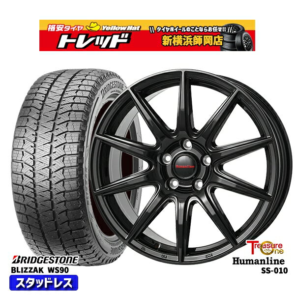 【取付対象】215/60R16 フォレスター レガシィ 2022年製 ブリヂストン ブリザック WS90 トレジャーワン ヒューマンライン SS010 ブラック 16インチ 6.5J 5穴 100 スタッドレスタイヤホイール4本セット 送料無料