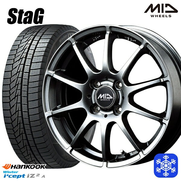 【取付対象】155/65R13 モコ ルークス 2020〜2021年製 HANKOOK ハンコック W626 MID シュナイダースタッグ メタリックグレー 13インチ 4.0J 4穴 100 スタッドレスタイヤホイール4本セット 送料無料