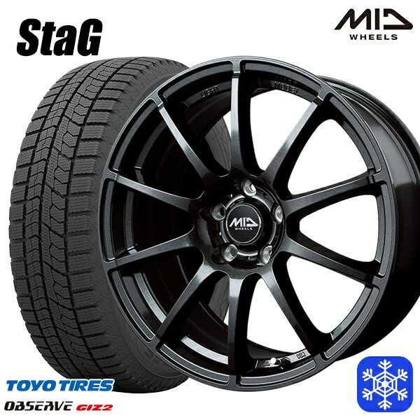 205/65R15 ステップワゴン オデッセイ 2021〜2022年製 トーヨー オブザーブ ギズ2 MID シュナイダースタッグ ストロングガンメタ 15インチ 6.0J 5H114.3 スタッドレスタイヤホイール4本セット