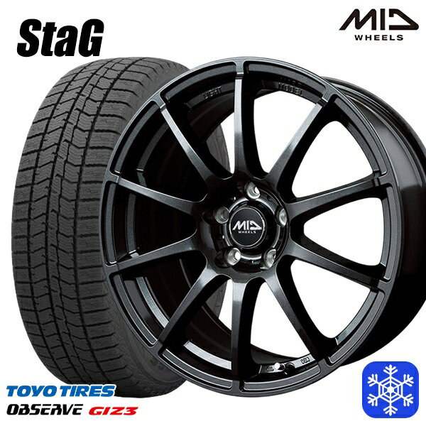 215/65R16 98Q アルファード ヴェルファイア 2024年製 トーヨー オブザーブ ギズ3 MID シュナイダースタッグ ストロングガンメタ 16インチ 6.5J 5H114.3 スタッドレスタイヤホイール4本セット