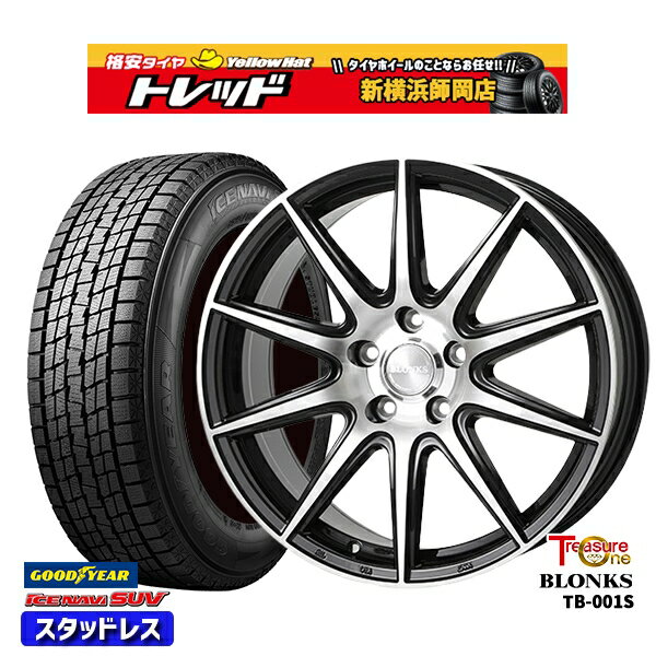 215/70R16 100Q デリカD5 2022〜2023年製 グッドイヤー アイスナビSUV トレジャーワン ブロンクス TB001S ブラックポリッシュ 16インチ 6.5J 5H114.3 スタッドレスタイヤホイール4本セット