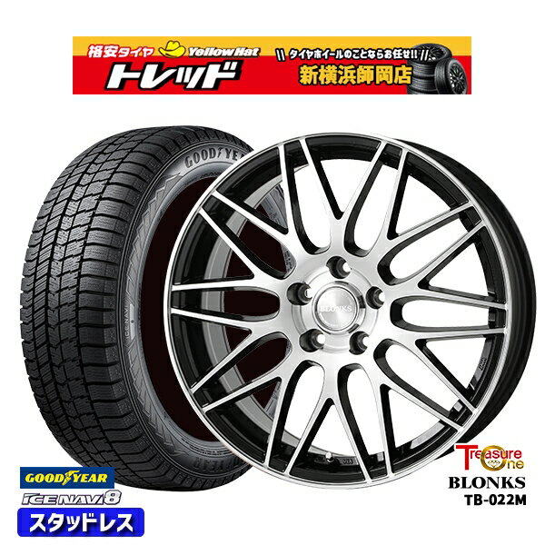 195/65R15 30/50プリウス インプレッサ 2023〜2024年製 グッドイヤー アイスナビ8 トレジャーワン ブロンクス TB022M ブラックポリッシュ 15インチ 6.0J 5H100 スタッドレスタイヤホイール4本セット