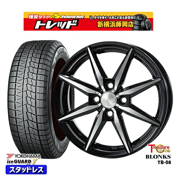 155/65R13 モコ ルークス 2021〜2022年製 ヨコハマ アイスガード IG70 トレジャーワン ブロンクス TB08 ブラックポリッシュ 13インチ 4.0J 4H100 スタッドレスタイヤホイール4本セット