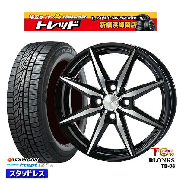 155/65R13 モコ ルークス 2022年製 HANKOOK ハンコック W626 トレジャーワン ブロンクス TB08 ブラックポリッシュ 13インチ 4.0J 4H100 スタッドレスタイヤホイール4本セット