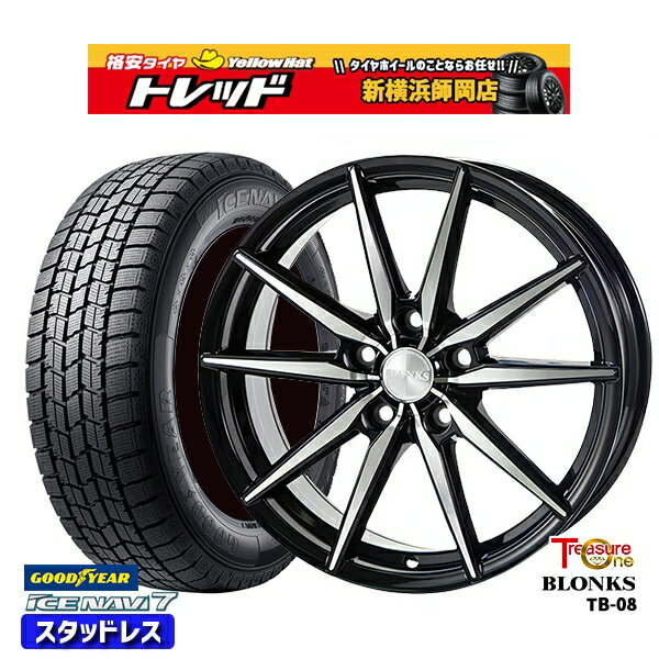 【取付対象】215/60R16 フォレスター レガシィ 2023年製 グッドイヤー アイスナビ7 トレジャーワン ブロンクス TB08 ブラックポリッシュ 16インチ 6.5J 5穴 100 スタッドレスタイヤホイール4本セット 送料無料