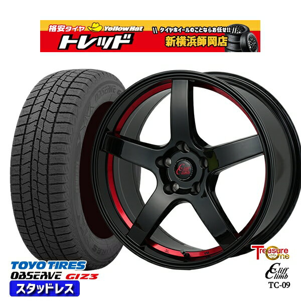 215/45R17 ノア ヴォクシー 2024年製 トーヨー オブザーブ ギズ3 トレジャーワン クリフクライム TC09 BK/レッド 17インチ 7.0J 5H114.3 スタッドレスタイヤホイール4本セット