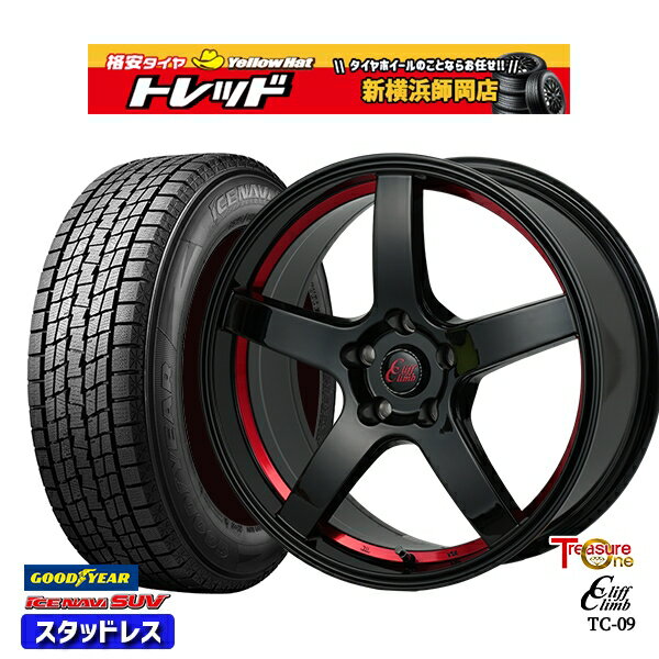 235/60R18 レクサスRX 2022〜2023年製 グッドイヤー アイスナビSUV トレジャーワン クリフクライム TC09 BK/レッド 18インチ 8.0J 5H114.3 スタッドレスタイヤホイール4本セット