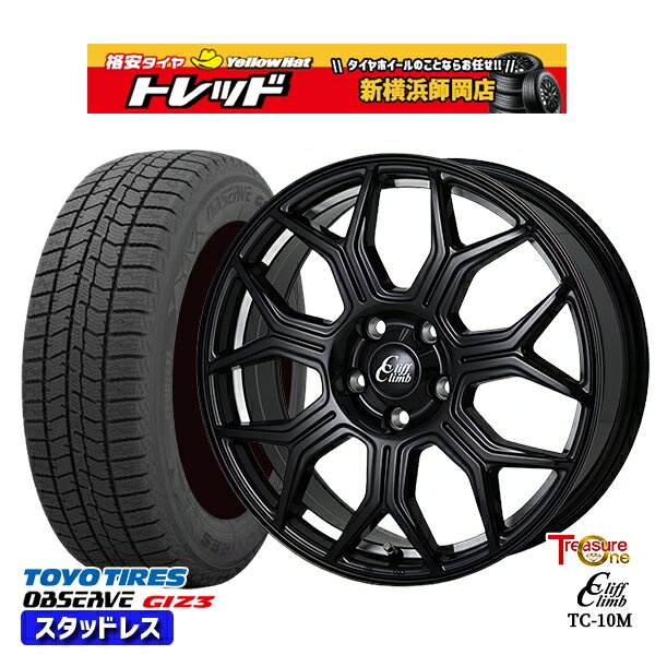225/55R18 デリカD5 エクストレイル 2024年製 トーヨー オブザーブ ギズ3 トレジャーワン クリフクライム TC10M BK 18インチ 7.0J 5H114.3 スタッドレスタイヤホイール4本セット