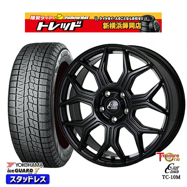 225/50R18 ヴェゼル エクストレイル 2022〜2023年製 ヨコハマ アイスガード IG70 トレジャーワン クリフクライム TC10M BK 18インチ 7.0J 5H114.3 スタッドレスタイヤホイール4本セット