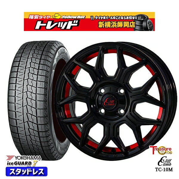 165/55R15 N-BOX タント 2023〜2024年製 ヨコハマ アイスガード IG70 トレジャーワン クリフクライム TC10M BK/レッド 15インチ 5.0J 4H100 スタッドレスタイヤホイール4本セット