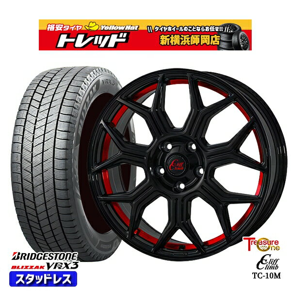 225/55R18 デリカD5 エクストレイル 2023〜2024年製 ブリヂストン ブリザック VRX3 トレジャーワン クリフクライム TC10M BK/レッド 18インチ 8.0J 5H114.3 スタッドレスタイヤホイール4本セット