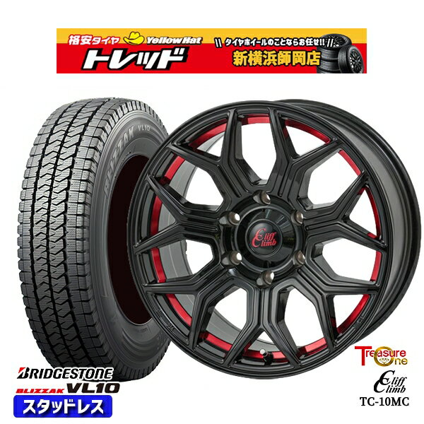 195/80R15 107/105N 2024〜2025年製 ブリヂストン ブリザック VL10 トレジャーワン クリフクライム TC10M BK/レッド 15インチ 6.0J 6H139.7 キャラバン専用 新品 スタッドレス1台分4本セット