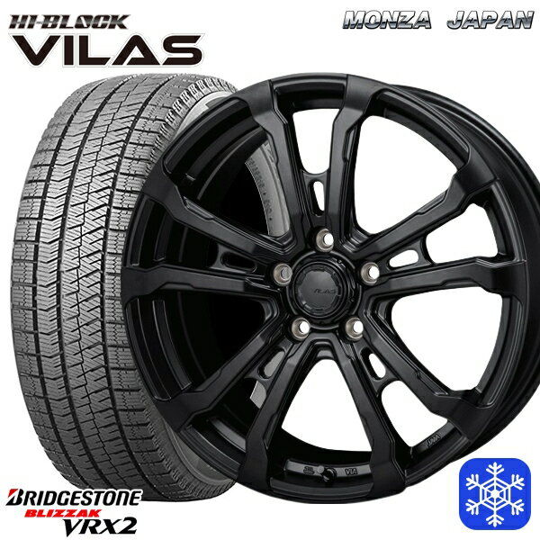 225/60R17 アルファード ヴェルファイア 2023〜2024年製 ブリヂストン ブリザック VRX2 MONZA ハイブロック ヴィラス サテンブラック 17インチ 7.0J 5H114.3 スタッドレスタイヤホイール4本セット