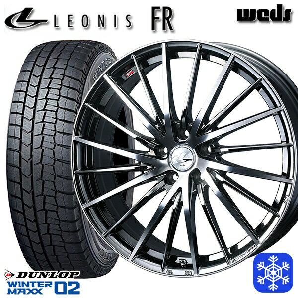 205/55R16 94T アクセラ リーフ 2023年製 ダンロップ ウィンターマックス WM02 ■ Weds ウェッズ レオニス FR BMCMC 16インチ 6.5J 5H114.3 スタッドレスタイヤホイール4本セット