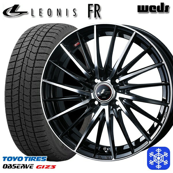 【取付対象】185/60R15 ヤリス ヴィッツ 2024年製 トーヨー オブザーブ ギズ3 Weds ウェッズ レオニス FR PBMC 15インチ 5.5J 4H100 スタッドレスタイヤホイール4本セット