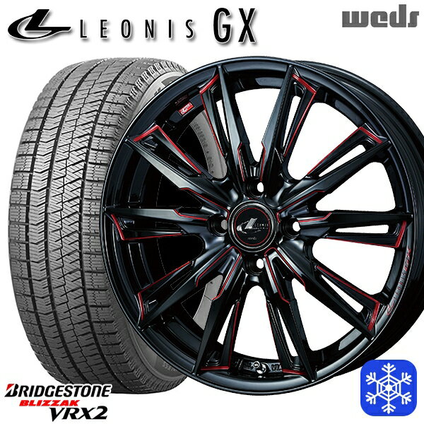 185/60R16 アクア デミオ ノート 2023〜2024年製 ブリヂストン ブリザック VRX2 Weds ウェッズ レオニス GX BK/SC 16インチ 6.0J 4H100 新品 スタッドレス1台分4本セット