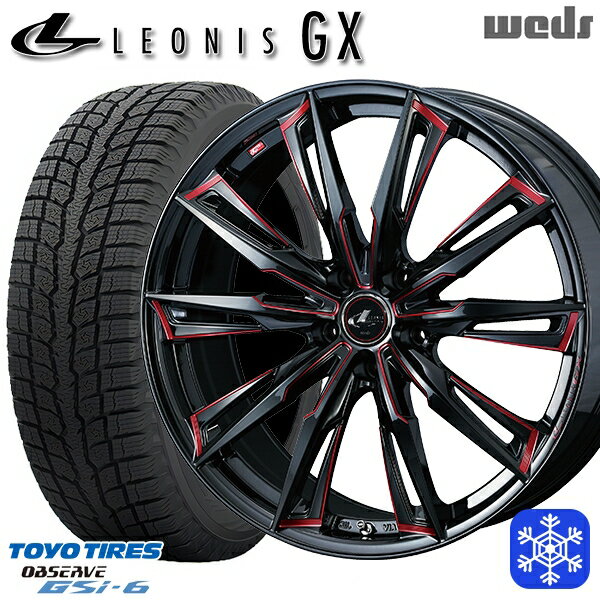 225/55R18 デリカD5 エクストレイル 2022〜2023年製 トーヨー オブザーブ GSi-6 Weds ウェッズ レオニス GX BK/SC 18インチ 7.0J 5H114.3 スタッドレスタイヤホイール4本セット
