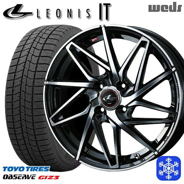 195/55R16 カローラ フィット 2024年製 トーヨー オブザーブ ギズ3 Weds ウェッズ レオニス IT PBMC 16インチ 6.0J 4H100 スタッドレスタイヤホイール4本セット