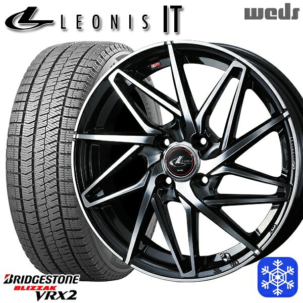 【取付対象】185/65R14 モビリオ ランサー 2021〜2022年製 ブリヂストン ブリザック VRX2 Weds ウェッズ レオニス IT PBMC 14インチ 5.5J 4穴 100 スタッドレスタイヤホイール4本セット 送料無料