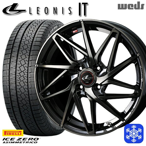 185/60R15 ヤリス ヴィッツ 2022〜2023年製 ピレリ アイスゼロアシンメトリコ Weds ウェッズ レオニス IT PBMC/TI 15インチ 5.5J 4H100 スタッドレスタイヤホイール4本セット
