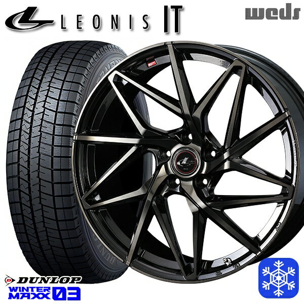215/60R17 96Q アルファード ヴェルファイア 2023〜2024年製 ダンロップ ウィンターマックス WM03 Weds ウェッズ レオニス IT PBMC/TI 17インチ 7.0J 5H114.3 スタッドレスタイヤホイール4本セット