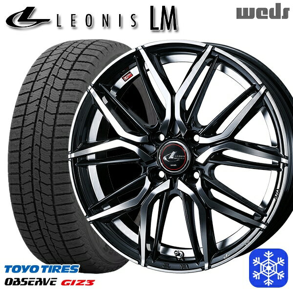 185/55R16 フィットシャトル 2024年製 トーヨー オブザーブ ギズ3 Weds ウェッズ レオニス LM PBMC 16インチ 6.0J 4H100 スタッドレスタイヤホイール4本セット