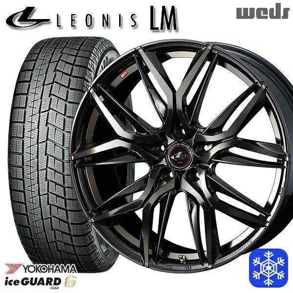 195/60R16 ウィッシュ イスト 2023年製 ヨコハマ アイスガード IG60 Weds ウェッズ レオニス LM PBMC/TI 16インチ 6.5J 5H100 スタッドレスタイヤホイール4本セット