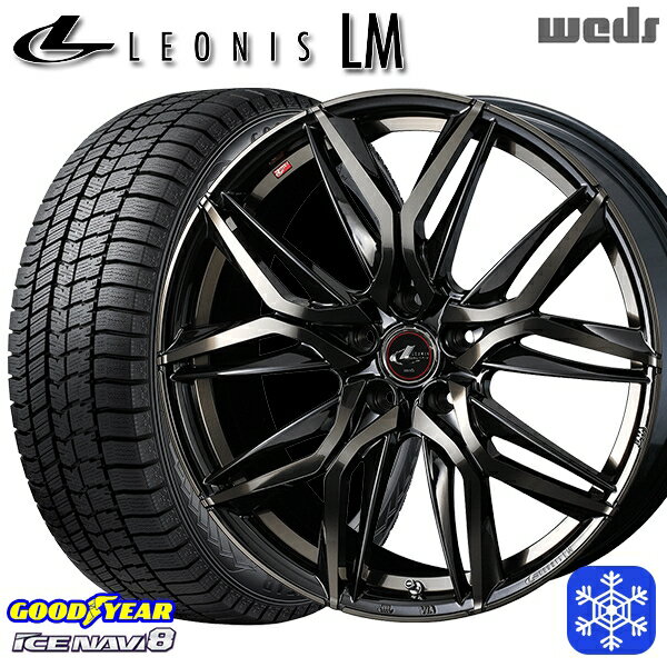 【取付対象】205/55R16 アクセラ リーフ 2022〜2023年製 グッドイヤー アイスナビ8 Weds ウェッズ レオニス LM PBMC/TI 16インチ 6.5J 5穴 114.3 スタッドレスタイヤホイール4本セット 送料無料