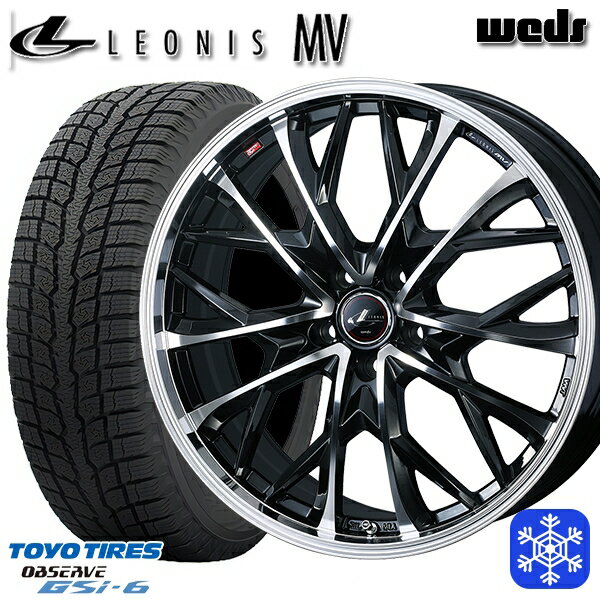 【取付対象】225/55R18 デリカD5 エクストレイル 2022〜2023年製 トーヨー オブザーブ GSi-6 Weds ウェッズ レオニス MV PBMC 18インチ 8.0J 5H114.3 スタッドレスタイヤホイール4本セット