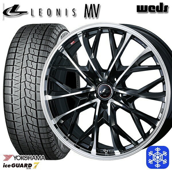 【取付対象】215/60R17 96Q アルファード ヴェルファイア 2022年製 ヨコハマアイスガード IG70 Weds ウェッズ レオニス MV PBMC 17インチ 7.0J 5H114.3 スタッドレスタイヤホイール4本セット