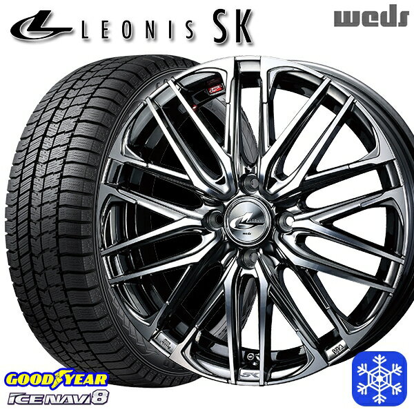 【取付対象】165/55R15 N-BOX タント 2022～2023年製 グッドイヤー アイスナビ8 Weds ウェッズ レオニス SK BMCMC 15インチ 4.5J 4H100 スタッドレスタイヤホイール4本セット