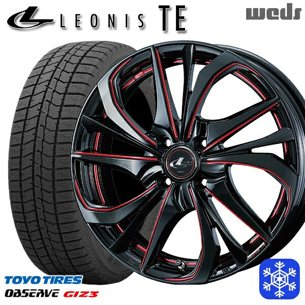 165/55R15 N-BOX タント 2024年製 トーヨー オブザーブ ギズ3 Weds ウェッズ レオニス TE BK/SC 15インチ 4.5J 4H100 スタッドレスタイヤホイール4本セット
