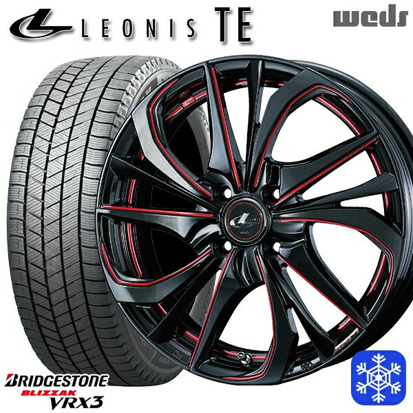205/45R17 アクア デミオ 2023〜2024年製 ブリヂストン ブリザック VRX3 Weds ウェッズ レオニス TE BK/SC 17インチ 6.5J 4H100 スタッドレスタイヤホイール4本セット