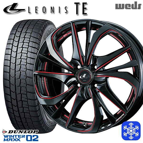 165/55R15 N-BOX タント 2024〜2025年製 ダンロップ ウィンターマックス WM02 Weds ウェッズ レオニス TE BK/SC 15インチ 4.5J 4H100 新品 スタッドレス1台分4本セット