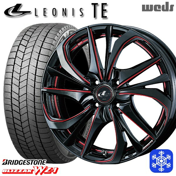 195/45R17 アクア ヴィッツ 2025年製 ブリヂストン ブリザック WZ1 Weds ウェッズ レオニス TE BK/SC 17インチ 6.5J 4H100 新品 スタッドレス1台分4本セット