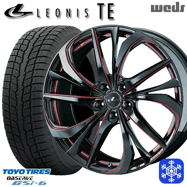 225/55R18 デリカD5 エクストレイル 2022〜2023年製 トーヨー オブザーブ GSi-6 Weds ウェッズ レオニス TE BK/SC 18インチ 8.0J 5H114.3 新品 スタッドレス1台分4本セット