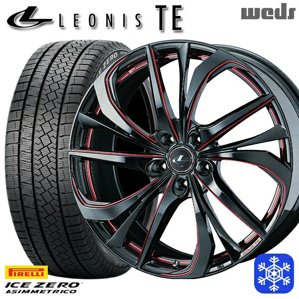 【取付対象】225/45R18 クラウン レヴォーグ 2022〜2023年製 ピレリ アイスゼロアシンメトリコ Weds ウェッズ レオニス TE BK/SC 18インチ7.0J 5穴 114.3 スタッドレスタイヤホイール4本セット 送料無料