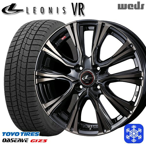 185/60R15 ヤリス ヴィッツ 2024年製 トーヨー オブザーブ ギズ3 Weds ウェッズ レオニス VR PBMC/TI 15インチ 5.5J 4H100 スタッドレスタイヤホイール4本セット