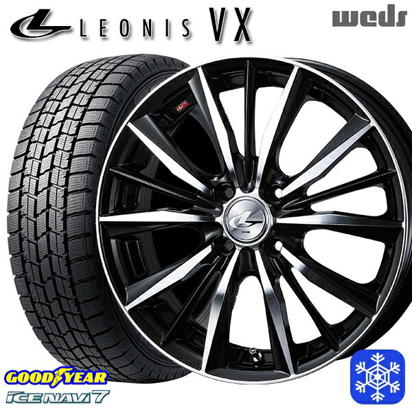 155/65R14 N-BOX タント 2022〜2023年製 グッドイヤー アイスナビ7 Weds ウェッズ レオニス VX BKMC 14インチ 4.5J 4H100 スタッドレスタイヤホイール4本セット